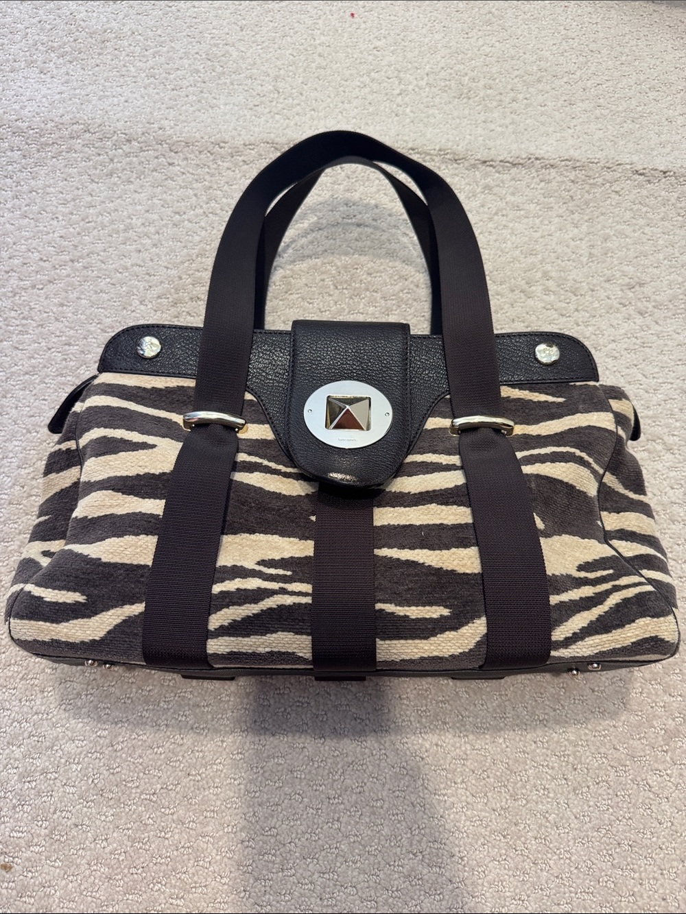 Vintage Kate Spade Zebra Print Shoulder Bag in Brown and Cream